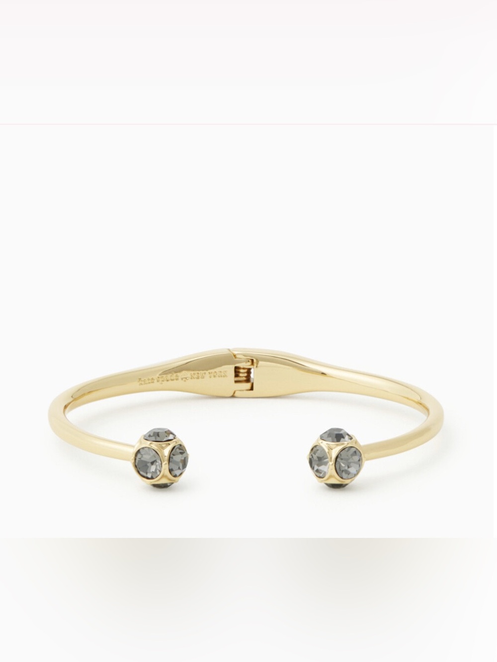 Kate Spade Lady Marmalade gold plated hinged cuff bracelet grey silver stones